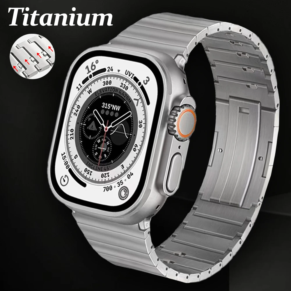 

Ремешок титановый для Apple Watch Ultra, роскошный звеньевой браслет для iWatch 6 5 4 3 SE, 49 мм Series 8 7 41 мм 45 мм 44 мм 42 мм