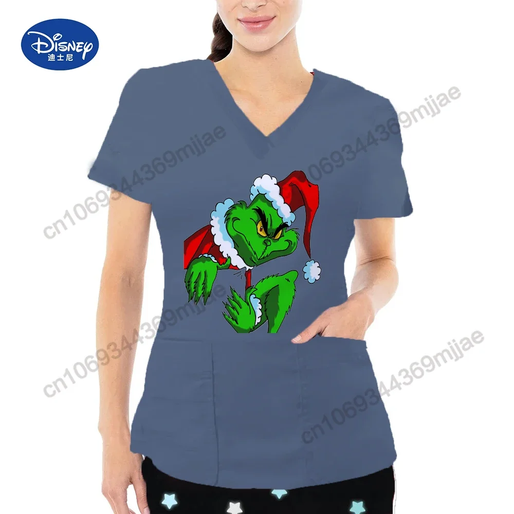 Женская летняя футболка с V-образным вырезом и двумя карманами