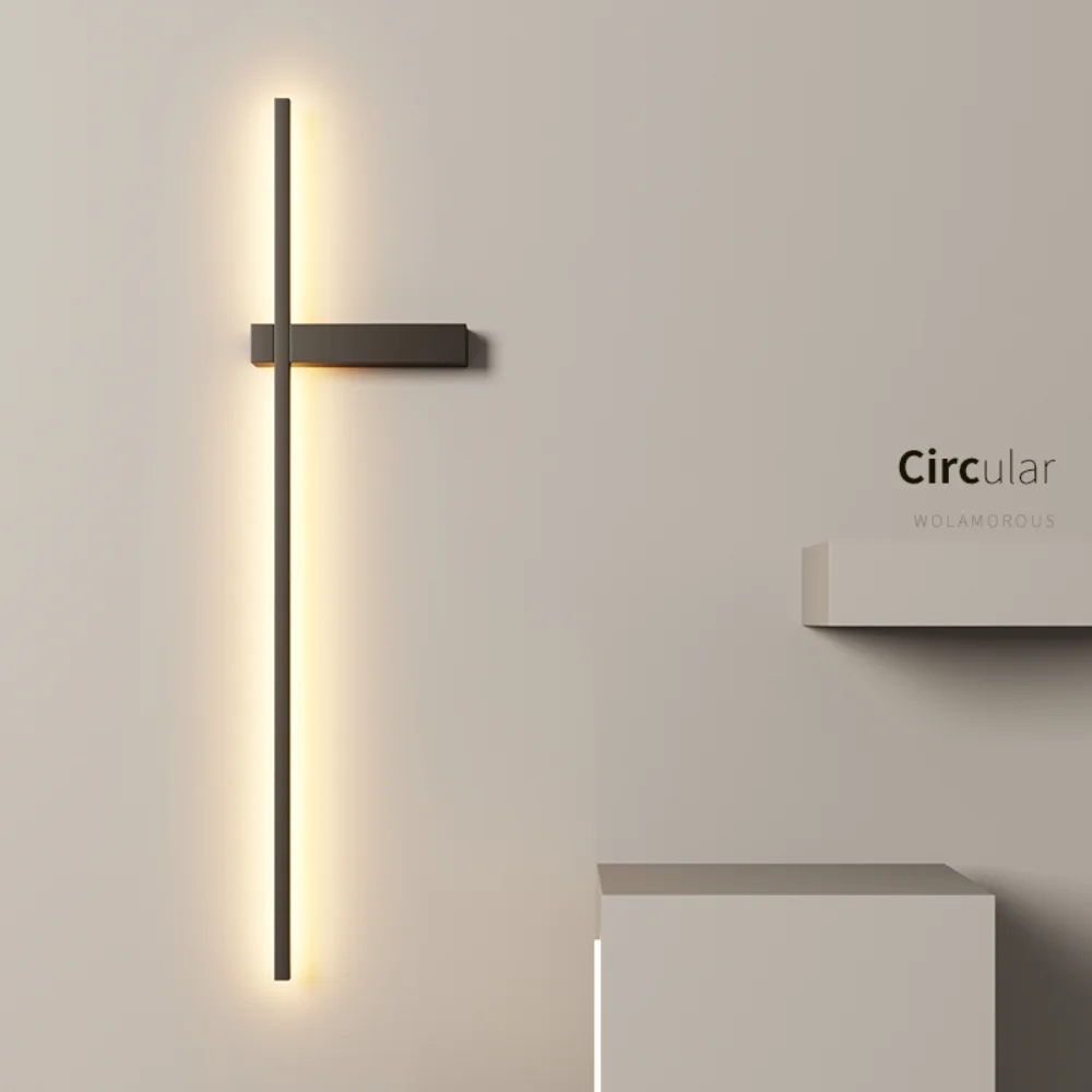 

Nordic long stripe wall lamp bedroom bedside lamp modern minimalist wall lamp living room background grille line led wall lamp