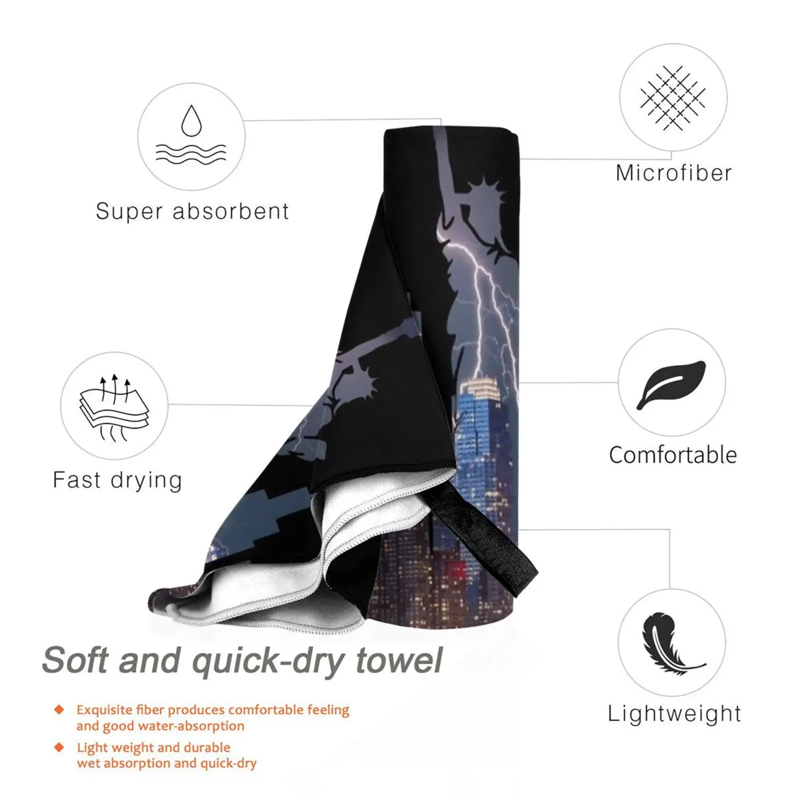 Пляжное полотенце Lightning Нью-Йорк быстросохнущее качественное Билли Джоэль