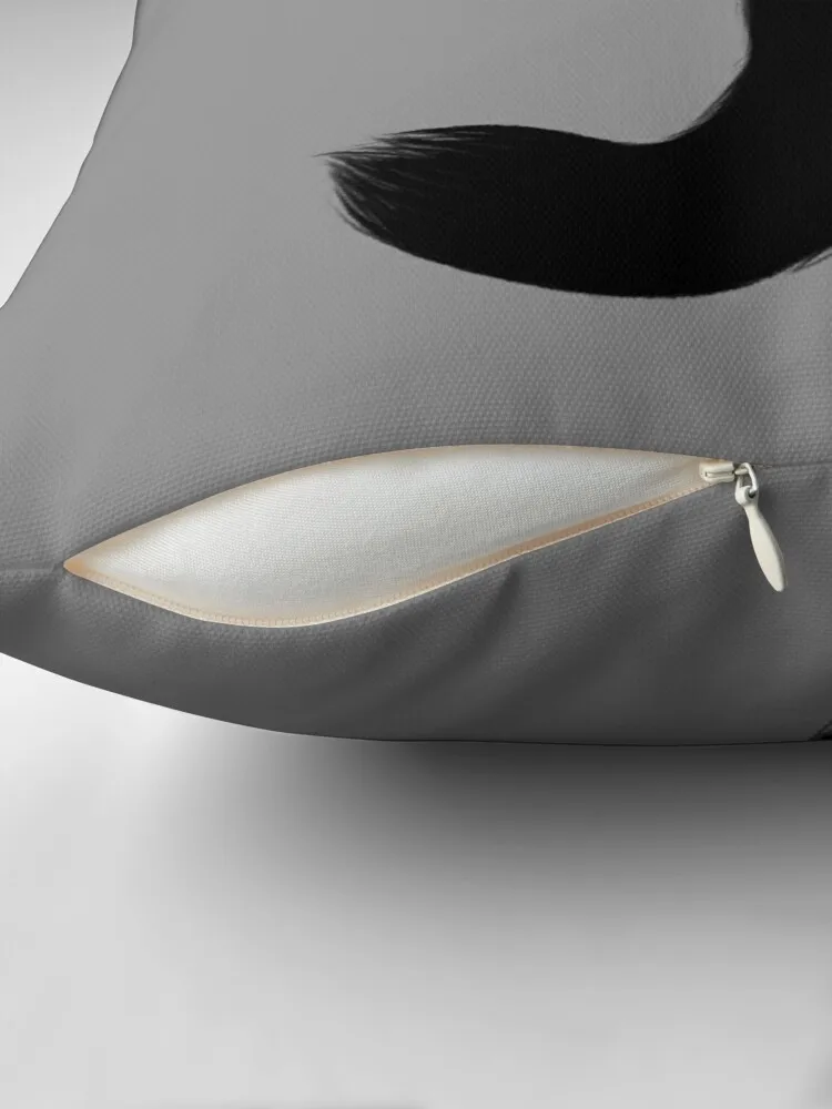 Длинношерстный черный кот с длинным хвостом декоративная подушка роскошная