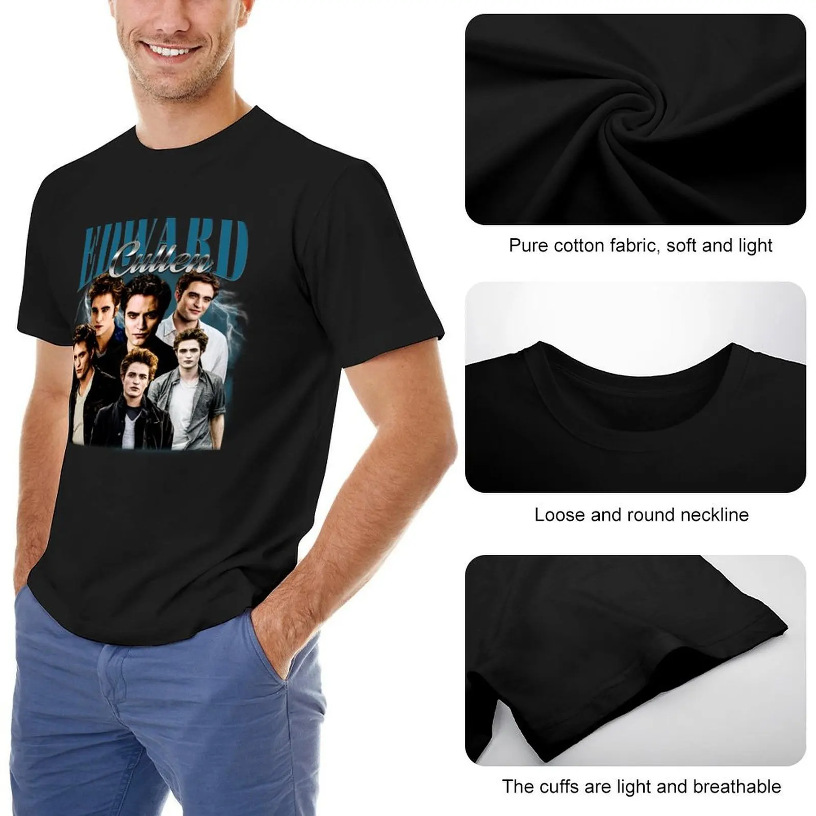 Ретро 90 винтажная футболка Twilight Homage Cullen Edward дизайнерские рубашки заготовки