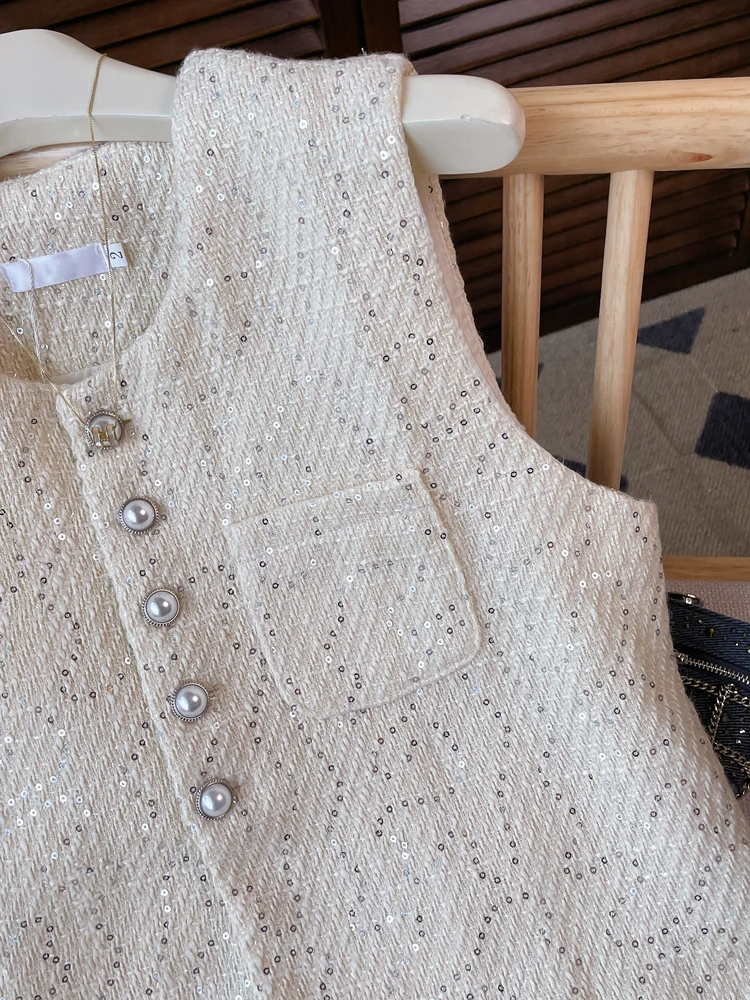 Женский Осенний жилет размера плюс 2024 Элегантный знаменитости во французском