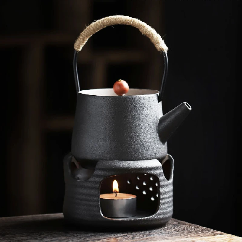 

Japanese Black Pottery Warm Teapot Small Ceramic Teapot Candle Heating Furnace Tea Warmer Holding Furnace Teaware Kitchen Dining