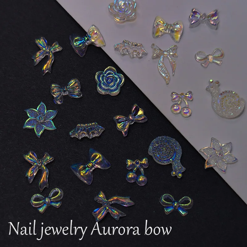 2023  Nail Art Jewelry Aurora Bow Symphony Three-dimensional Rose Snail Nail Art Decorations Rindstones for Nails