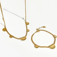perisbox dainty stainless steel multi sunburst necklace bracelet set trendy goldsilver color cuban chain choker tarnish free