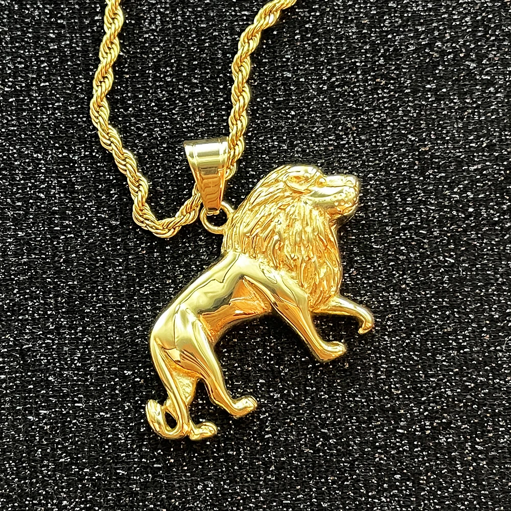 

Fashion Hip Hop Lion Animal gold color Pendant Necklace Chain For Men Women Jewelry Gifts