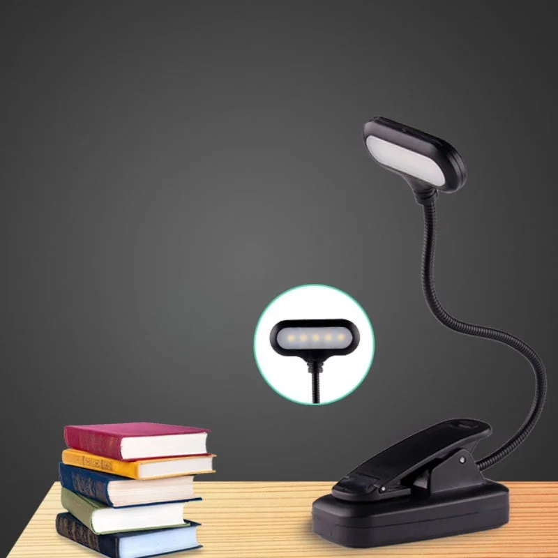 

5 LEDs AAA Battery Powered Flexible Night Adjustable LED Book Light with Goosenecks Clip Reading Desk Lamp Notebook Cool White