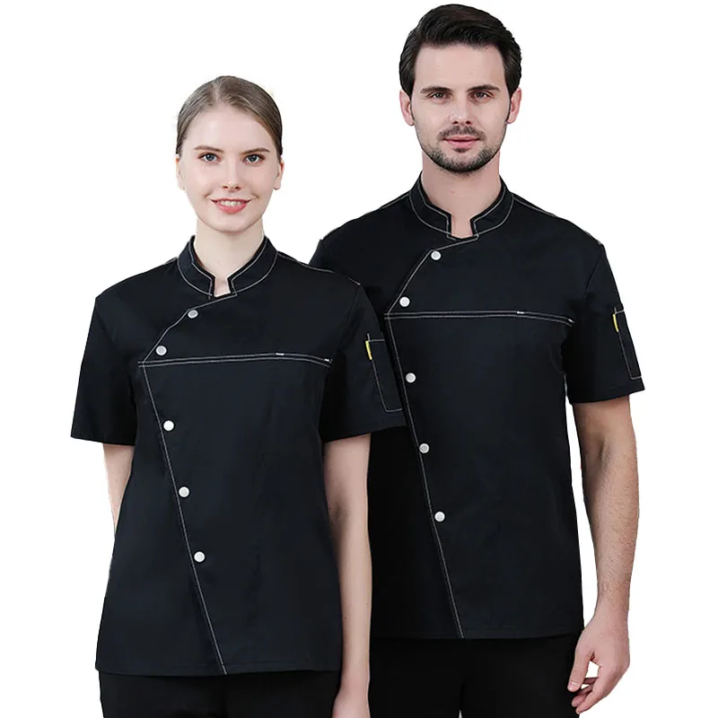 

Unisex Chef Uniform Restaurant Kitchen Short Sleeves Work Shirt Food Service Cooking Jacket Catering Hotel Pastry Cook Overalls