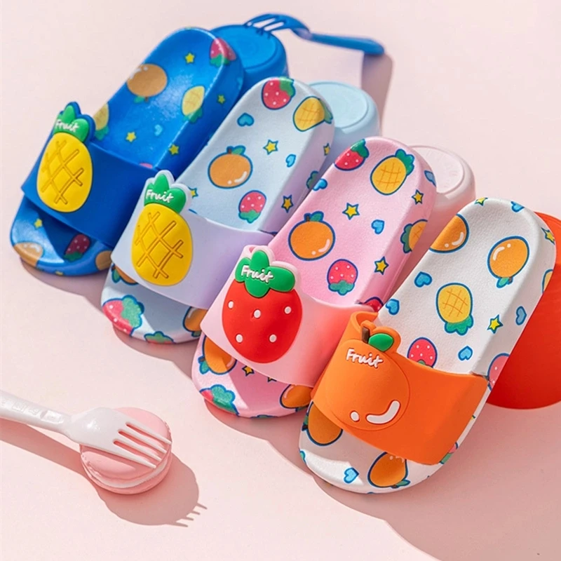 

New Cartoon Strawberry Children Slippers Summer Girls Princess Non-Slip Indoor Shoes Comfort Soft Sole Home Bathroom Slippers
