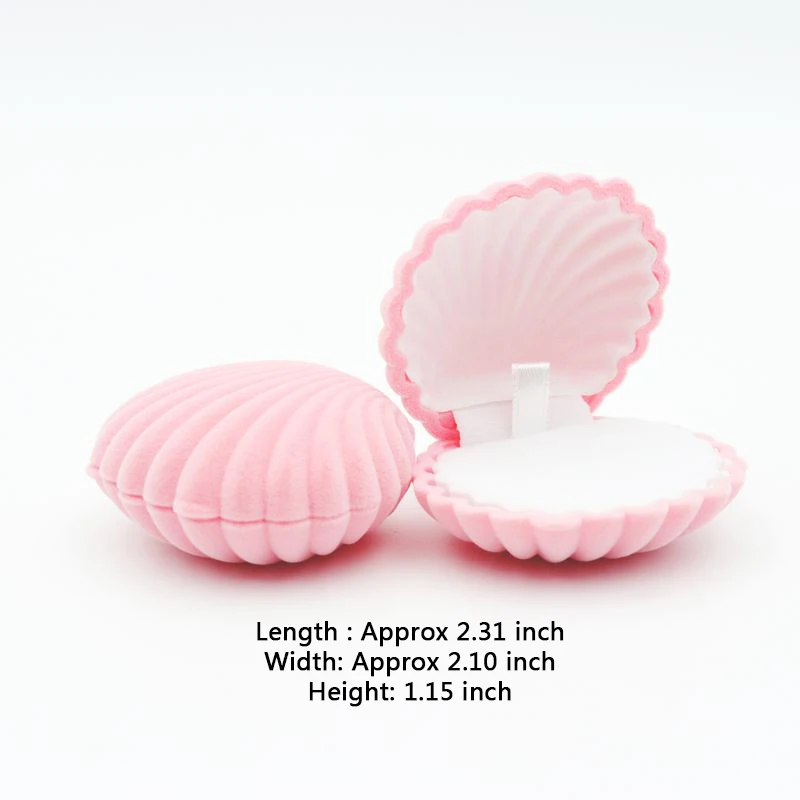 1pcs 5Colors Pink Shell Lovely Velvet Wedding Engagement Ring Box For Earrings Necklace Bracelet Jewelry Display Gift Box Holder