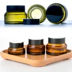 Пустой флакон 15 г30 г50 г, янтарно-зеленый стеклянный, многоразовый, бутылки кувшин для косметики, дорожный, крем-лосьон для лица флаконов, косметические контейнеры, 1 шт.