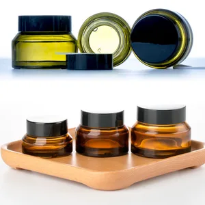 Пустой флакон 15 г30 г50 г, янтарно-зеленый стеклянный, многоразовый, бутылки кувшин для косметики, дорожный, крем-лосьон для лица флаконов, косметические контейнеры, 1 шт.