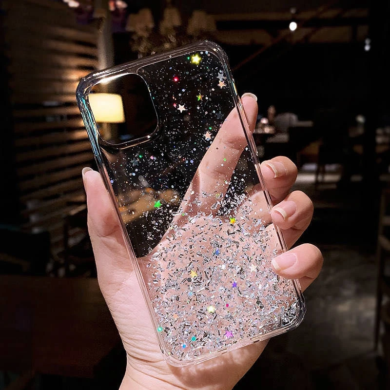 

Tituya Soft Candy Transparent Phone Case For iPhone 11 12 Pro Max XS X XR 7 8 6S Plus SE2020 Mini Protective Twinkle Cases Cover