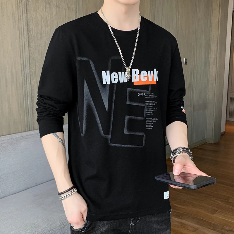 

Spring round Neck Sweater Men's Cotton Printed Loose Fashion Comfortable Spring and Autumn Trends Long SleeveTT-shirt Hooded Coa