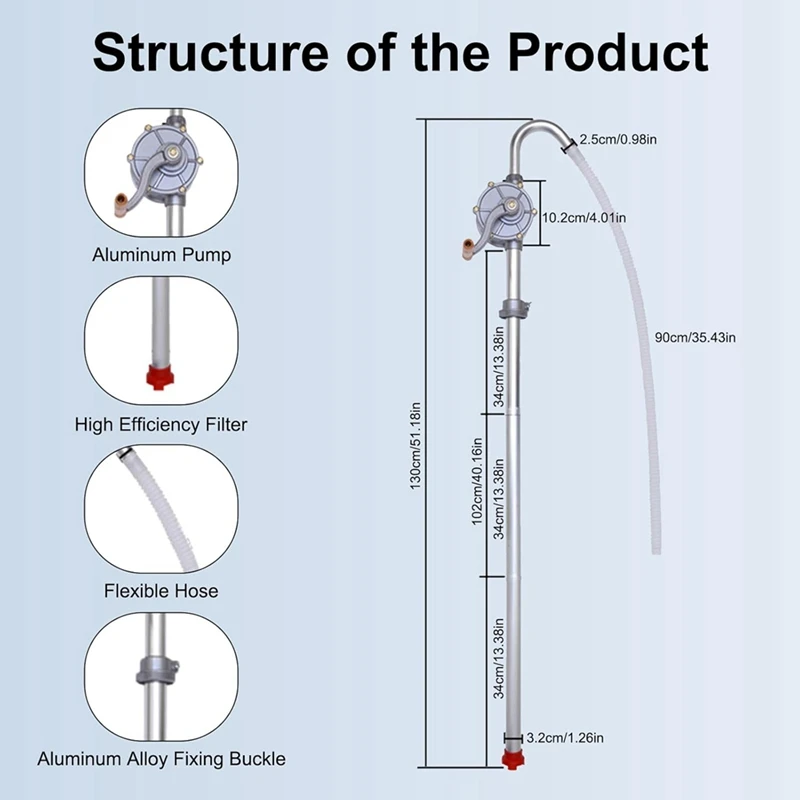 Барабанный насос 15-55 галлонов Модернизированный полностью алюминиевый масляный