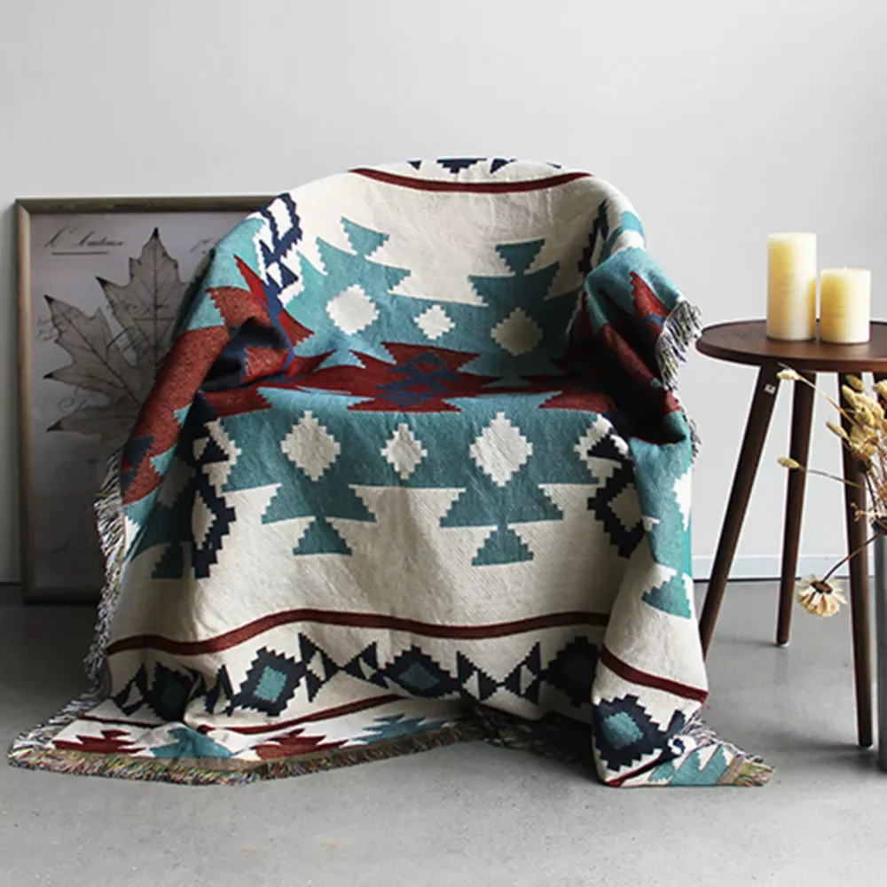 

NEW IN High Quality Sofa Blanket Bohemian Cotton Knitted Decorative Thread Blanket For Beds Soft Bed Vintage Home Decor Tapestry