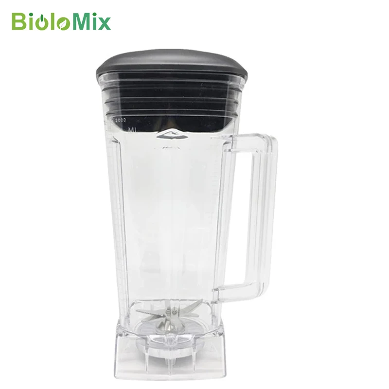 2L Square Container Jar Jug Pitcher Cup bottom with serrated smoothies blades  lid BPA FREE for commercial Blender spare parts