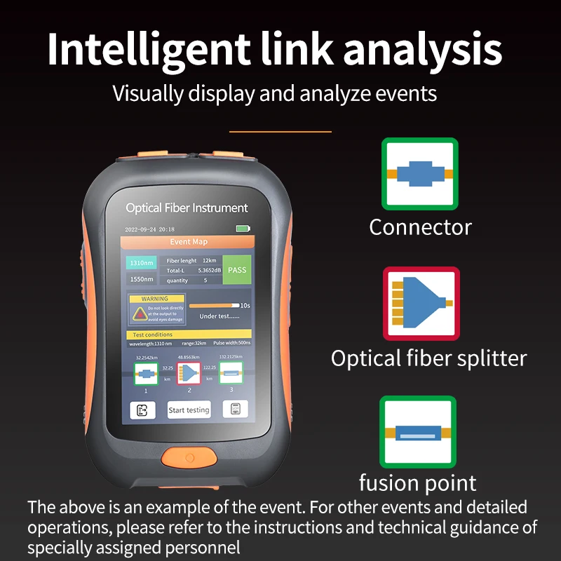 Active Fiber Test 1550nm 80Km Optical OTDR Tester Mini Reflectometer with Event Map VFL OLS OPM Touch Screen SC Connector NK2800