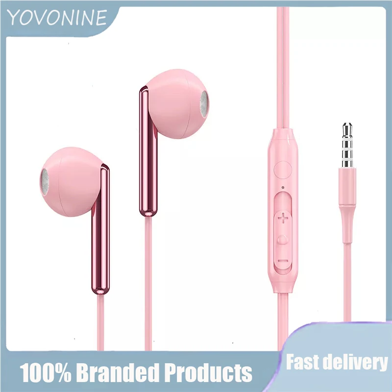 

YOVONINE 3.5mm Jack Portable Sports Headset Wired Super Bass with Microphone In-ear Wired Headset Hands-free for Smartphones