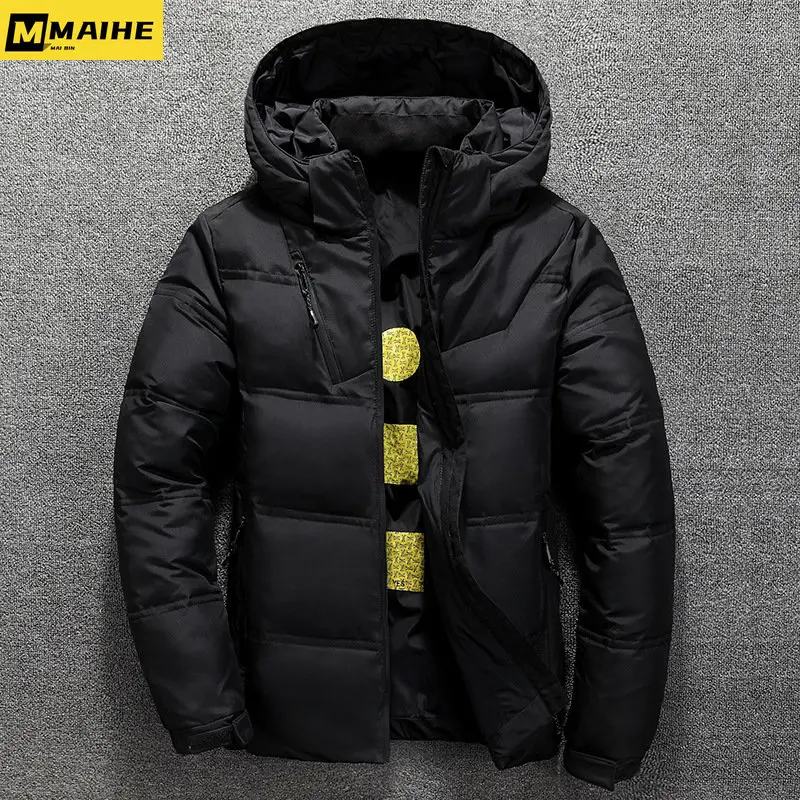 Winter Warm Men Jacket Coat Casual Autumn Stand Collar Puffer Thick Hat White Duck Parka Male Men's Winter Down Jacket With Hood