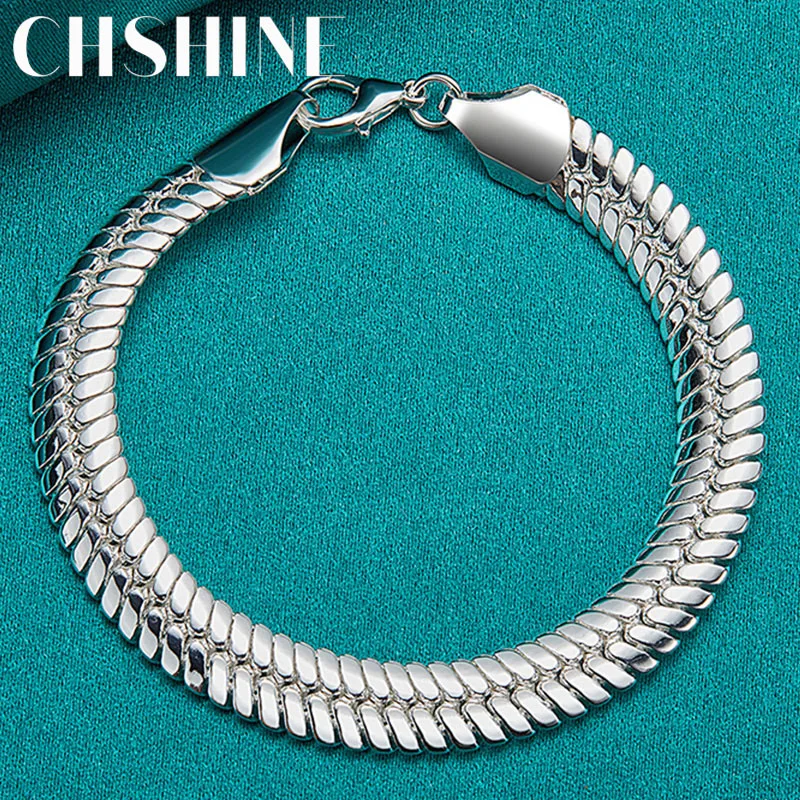 

CHSHINE 925 Sterling Silver 10mm Side Snake Chain Bracelet For Women Man Charm Wedding Engagement Party Fashion Jewelry