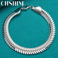 chshine 925 sterling silver 10mm side snake chain bracelet for women man charm wedding engagement party fashion jewelry