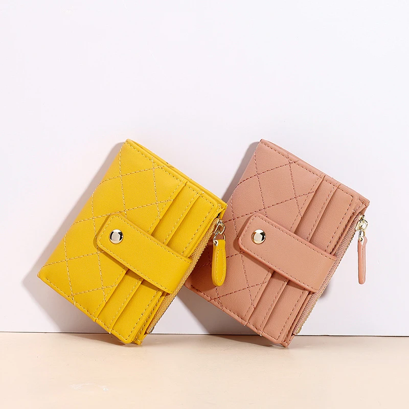 

Zipper Wallet All-match Pu Coin Purse Korean Ins Solid Color Multi-card Space Large-capacity Buckle Short Zipper Women's Wallet