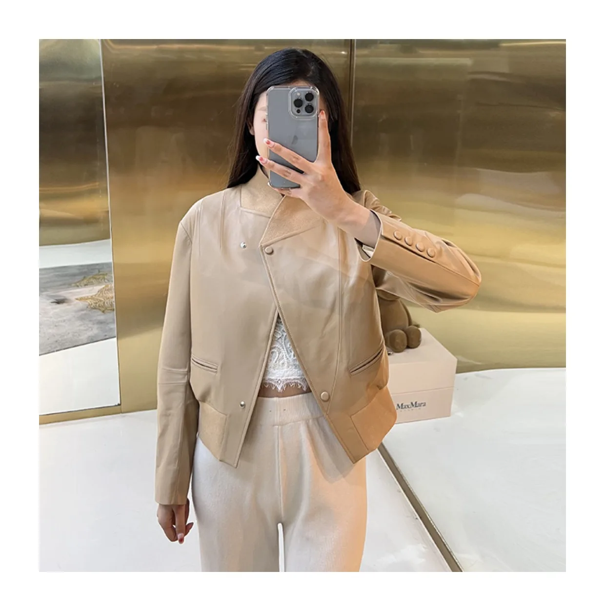 2022 New Women Leather Jacket Genuine Leather Jacket Fashion Sheepskin Coat S14