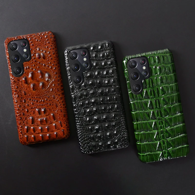 Leather Phone Case For Samsung S21 S20 S22 S23 Ultra S21FE S10e S9 S8 Plus Note 20ultra 8 9 10 lite Crocodile Back Texture