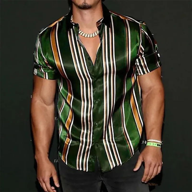 

Y2K Summer Mens Vintage Striped Shirt Fashion Casual Luxury Shirt Trendyol Men Short Sleeve Hawaii Shirts Blusas Chemise Homme