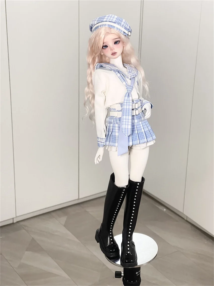 Ботинки BJD 1/4 msd черные с квадратным носком и заклепками