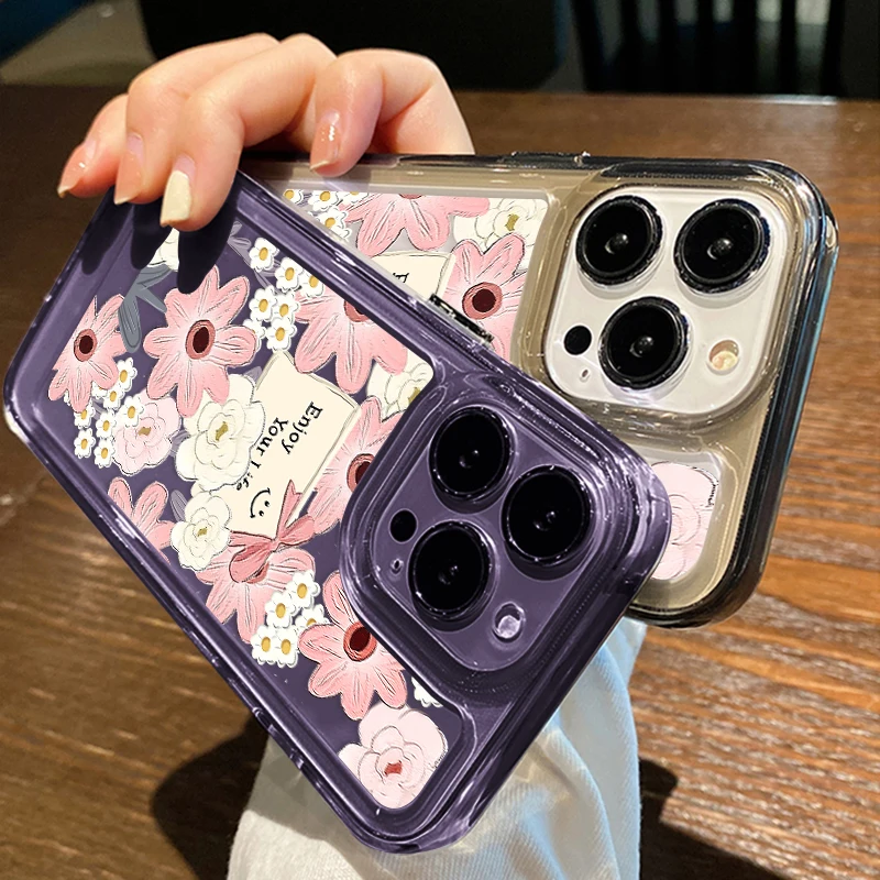 

Transparent Phone Case For Iphone 14 Pro Max 11 13 12 XR X Xs 6 7 8 Plus SE 2020 14promax 13promax Soft TPU Flower Funda Cover