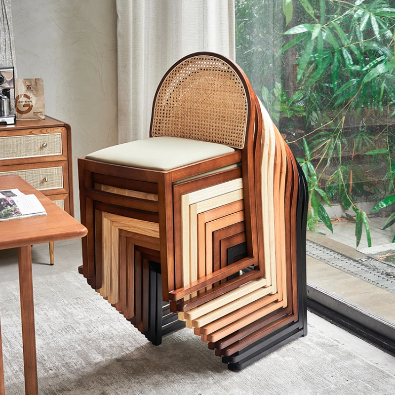 

Rattan Backrest Dining Chairs Fallow Hotel Originality Wood Comfort Nordic Muebles Hogar Salon Furniture QF50DC