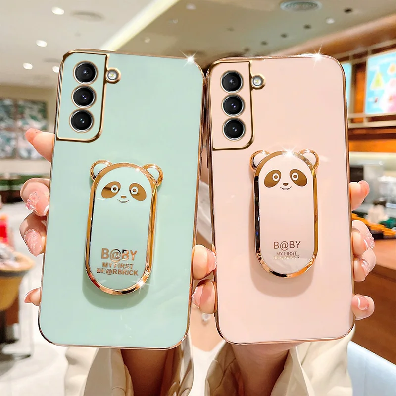 

New Cartoon Cute Stand Holder Panda Case For Samsung Galaxy S22 S21 S20 S 22 Ultra FE Plus S20FE S21Ultra S21FE A53 A52 13 Cover