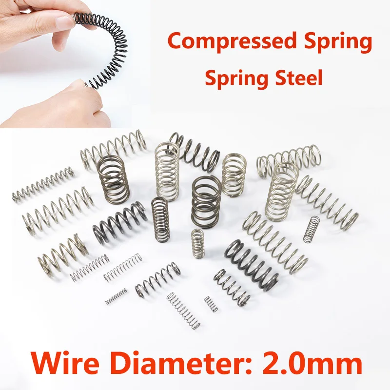 

Wire Diameter 2.0mm Cylidrical Coil Compression Spring Rotor Return Compressed Spring Release Pressure Spring Steel 65Mn Spring