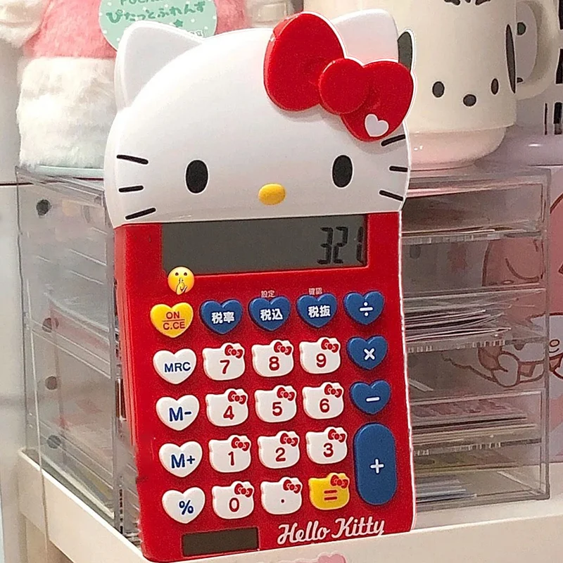 

Милый Настольный калькулятор HelloKitty с нажимной крышкой, 8 цифр, мультяшный Портативный функциональный калькулятор, канцелярские принадлежн...