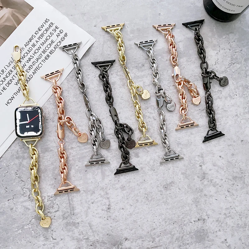 Luxury Ring Strap Bracelet Steel Strap For Apple Watch Ultra Band 49mm 44mm 45mm For iWatch series 7 6 5 4 3 SE 40mm 41mm correa