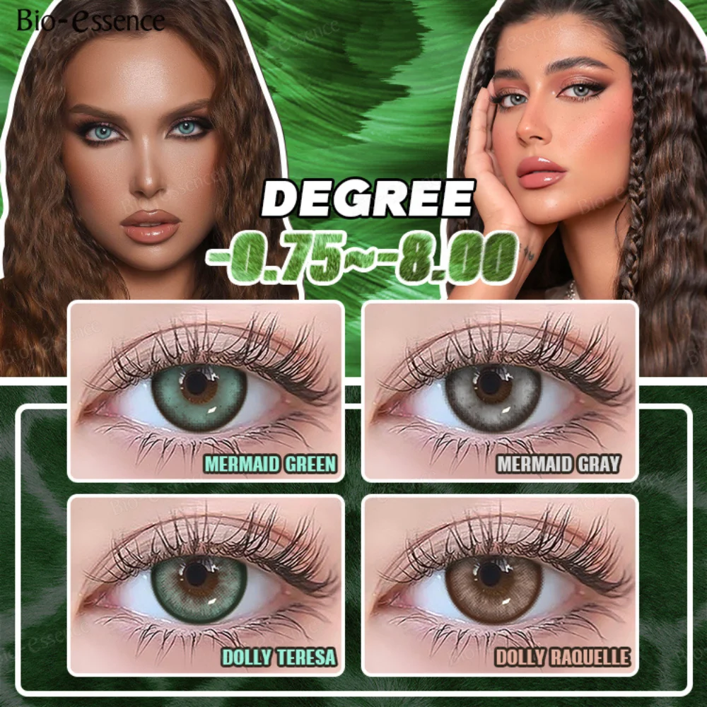 

Bio-essence 1 Pair Mermaid Green Colored Contact Lenses with Degree Myopia Lenses Green Lenses High Quality Lenses Natural Lense