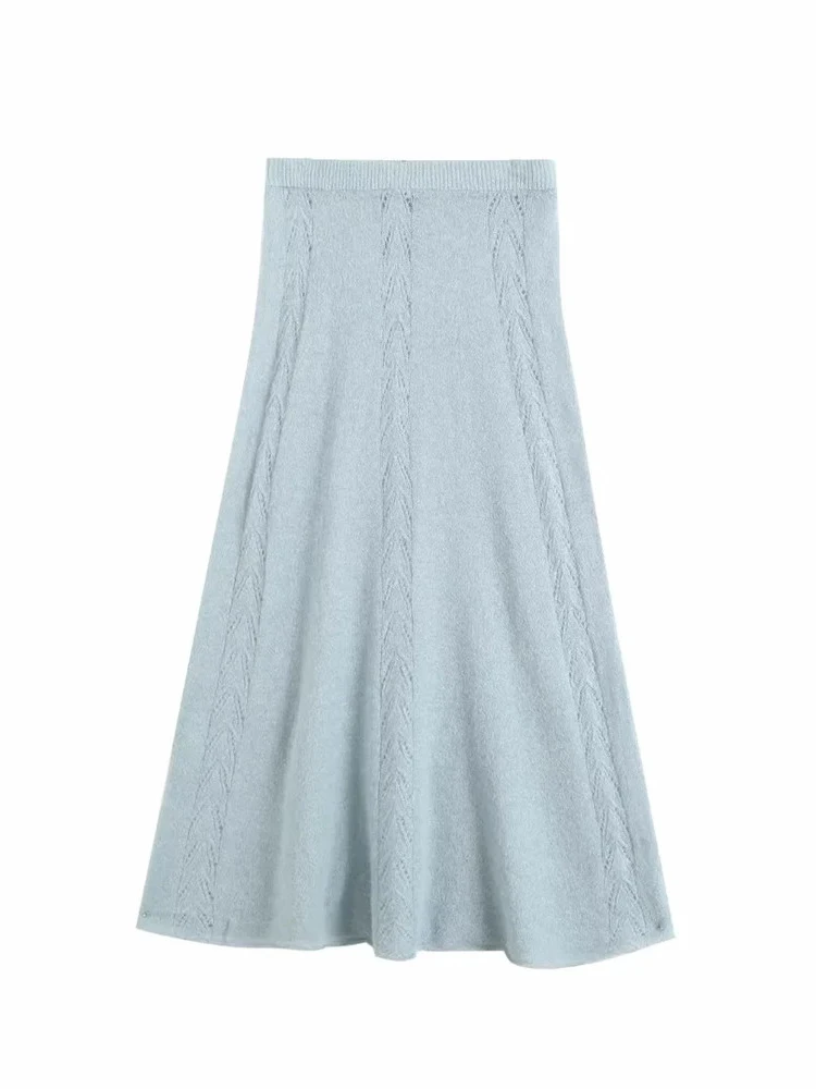 

Womens Spring Summer High Waist Fashion Long Skirts Chic Ladies Elegant Hollow Out Straight Skirt Female Casual Knitted Skirts