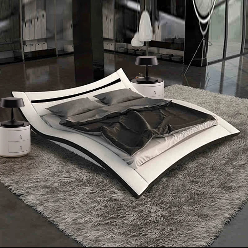 

Europe and America Genuine leather bed frame Modern Soft Beds Home Bedroom Furniture cama muebles de dormitorio / camas quarto