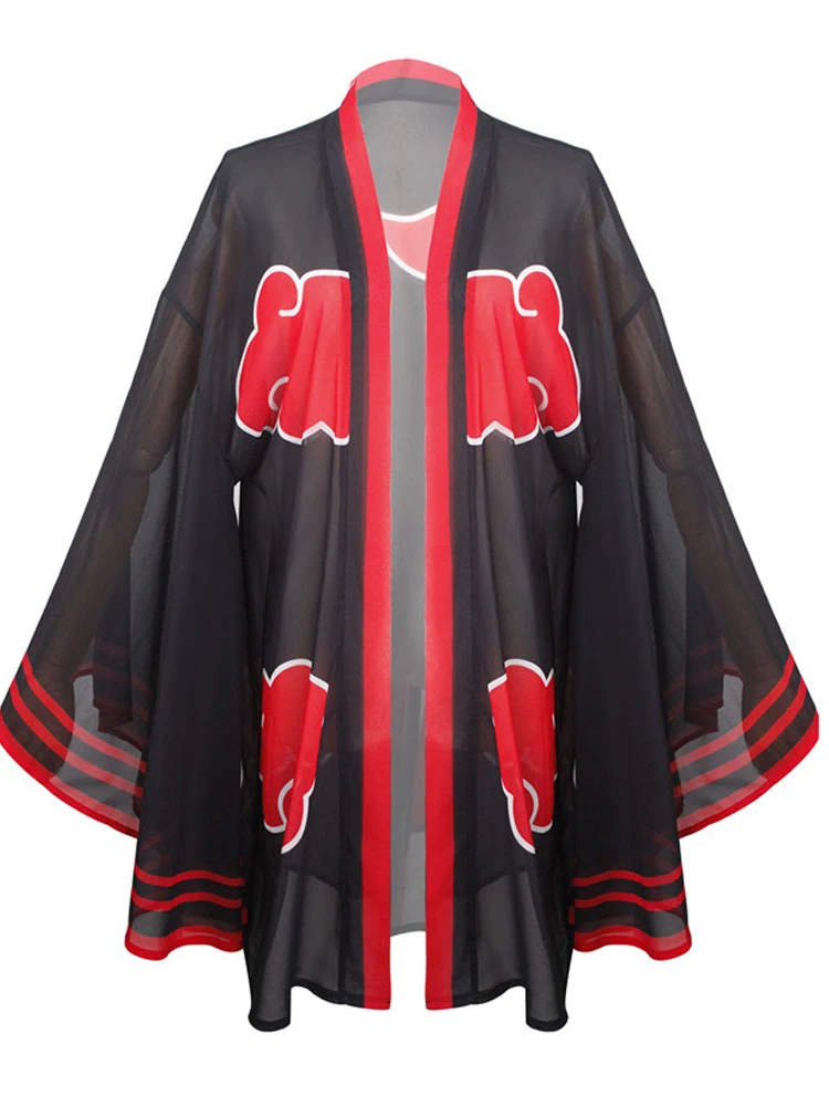 

Anime Naruto Akatsuki Itachi Ninja Cloak Outfits Cosplay Costume Summer Sun Protection Clothing Christmas Carnival Party Gifts