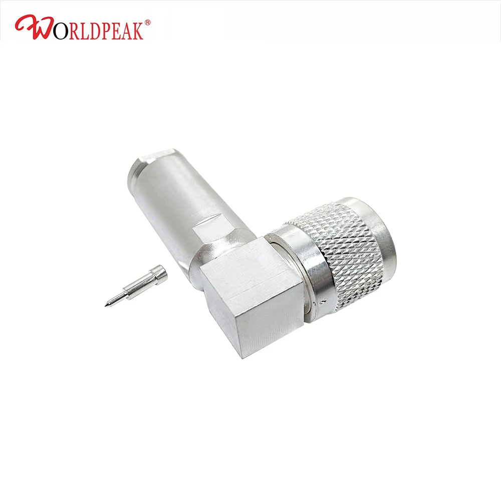 Free shipping 1pcs Silver Plated HN male right angle clamp connector for RG214 cable | Connectors
