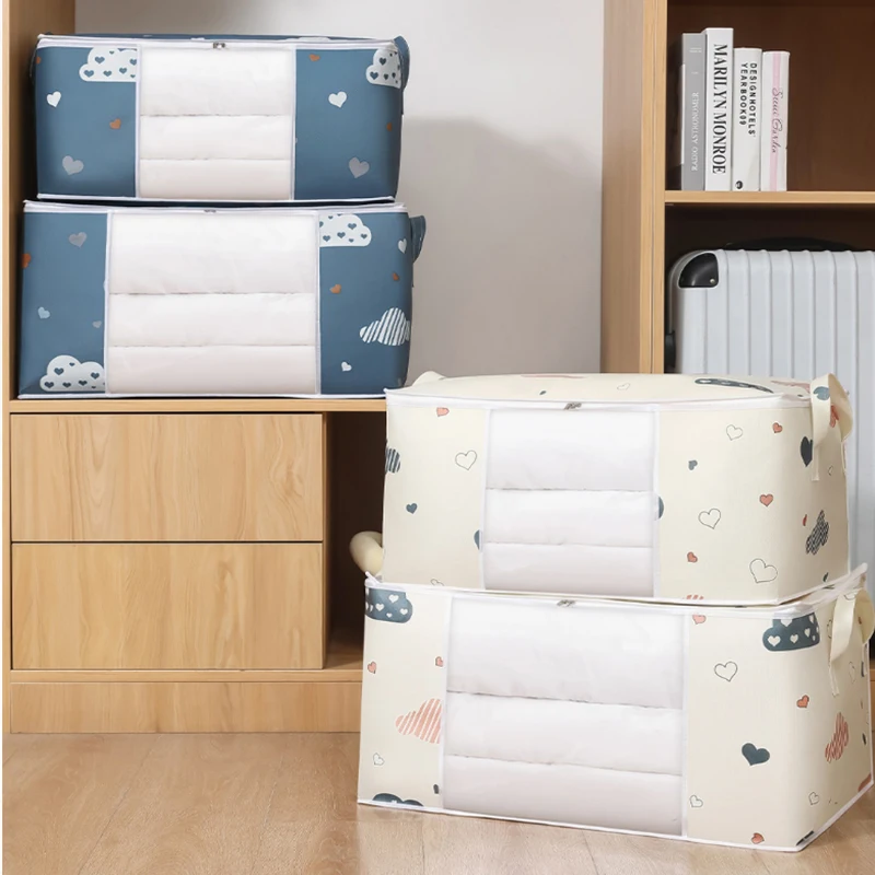 

Foldable Storage Bag Quilt with Handle Multifunctional Dustproof Home Moving Packing Finishing Dorm Room Essentials Organizer