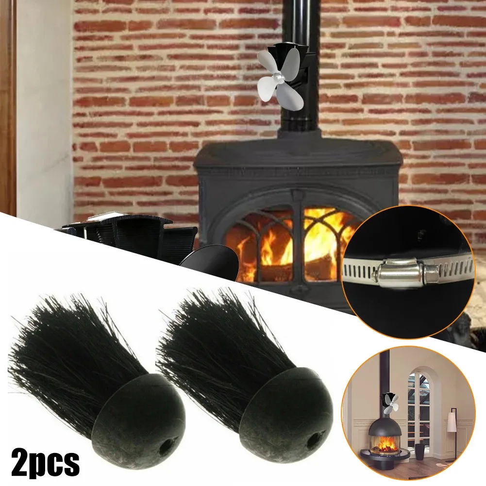 

2pcs Fireplace Brush Replacement Round Companion Set 9.5mm Threaded Hole Fireplace Inner Wall And Roof Cleaning Tools