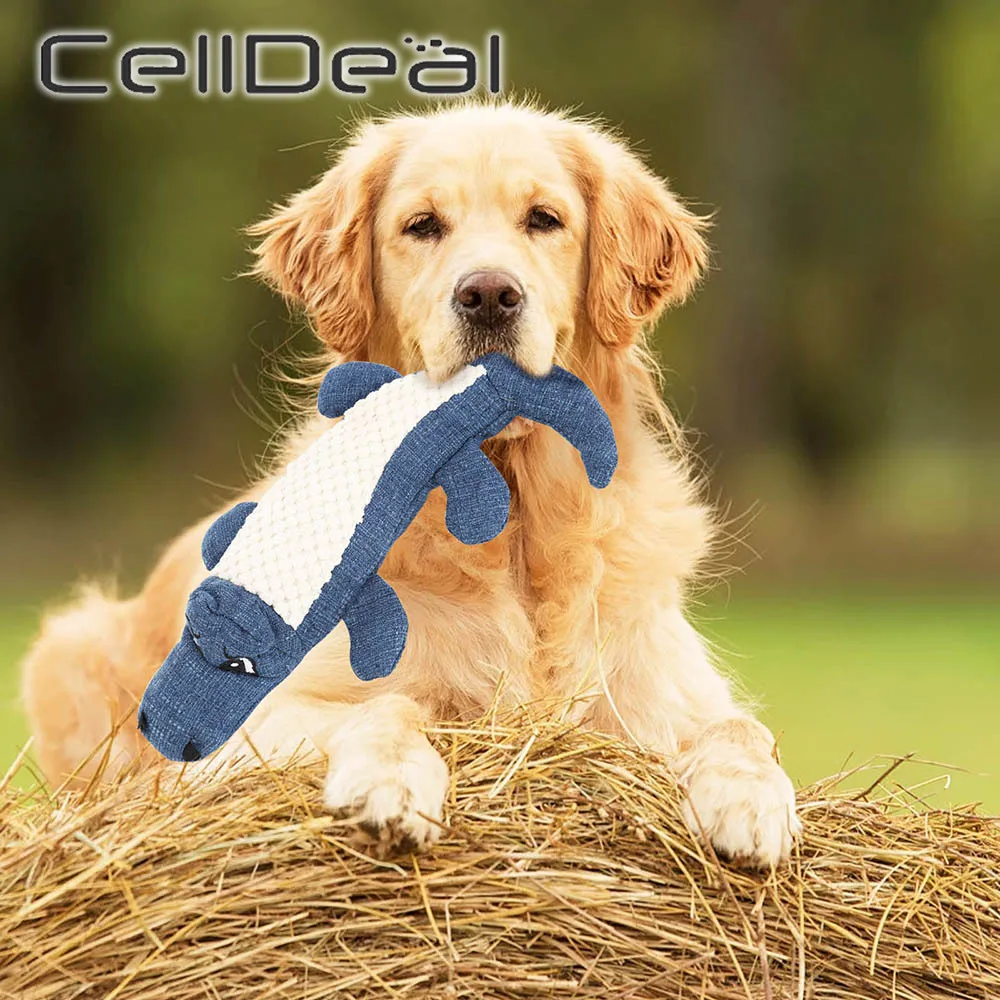 

Pet Dog Linen Plush Crocodile Animal Toy Dog Chew Squeaky Noise Toy Cleaning Teeth Supplies Interactive Doll Corn Velvet Toy