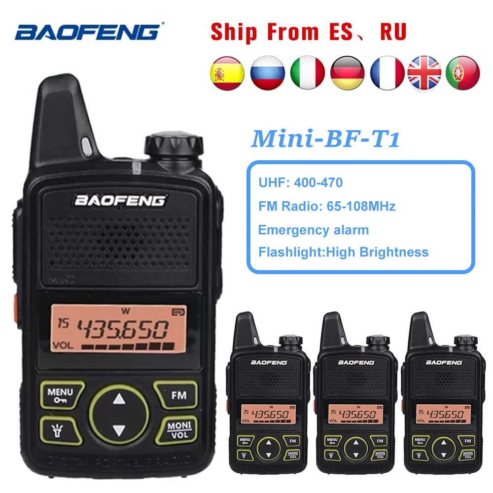 

Baofeng Walkie Talkie Set BF-T1 Mini Two Way Radio UHF 400-470mhz 20CH Portable Ham CB Radio Handheld Transceiver with Earphone