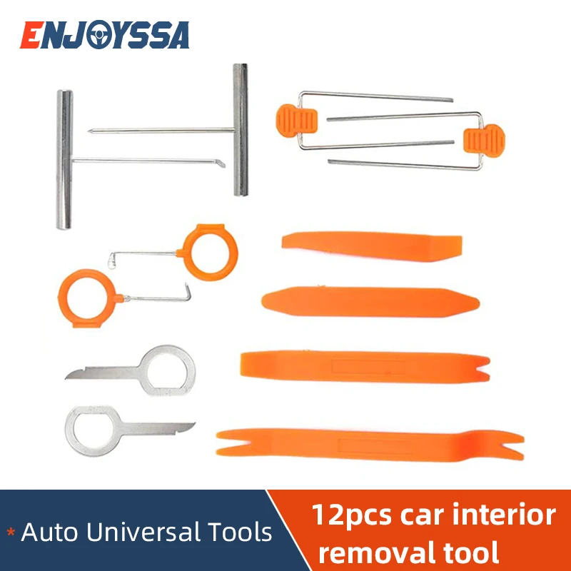 

12pcs Car Radio Door Clip Panel Trim Dash Audio Removal Open Installer Pry Tool for Auto Vehicle Universal Interior Removal Pry