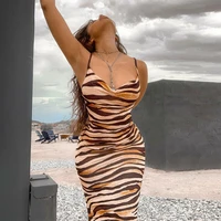 tiger print dress women 2021 y2k sexy sleeveless long dress bodycon spaghetti strap evening party club maxi dresses streetwear