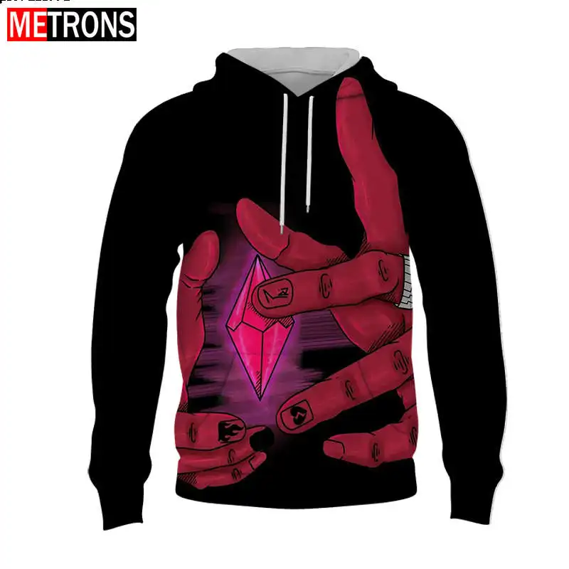 

Men's Long Sleeve Sweater Loose Top Casual Fashion Harajuku 3D Print Black Aggressive Hooded Pullover Top Summer 2023 New Large